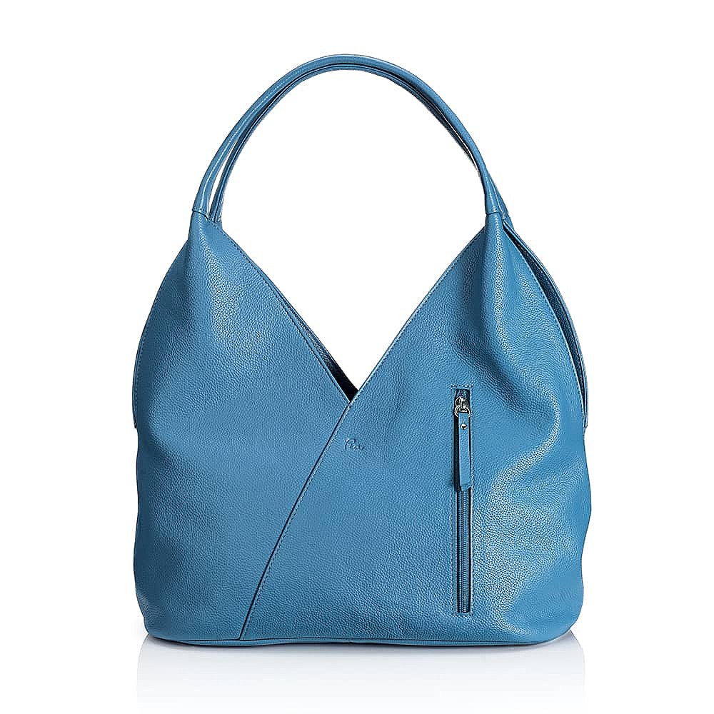 Hydrangea Hues Blue Leather Bag