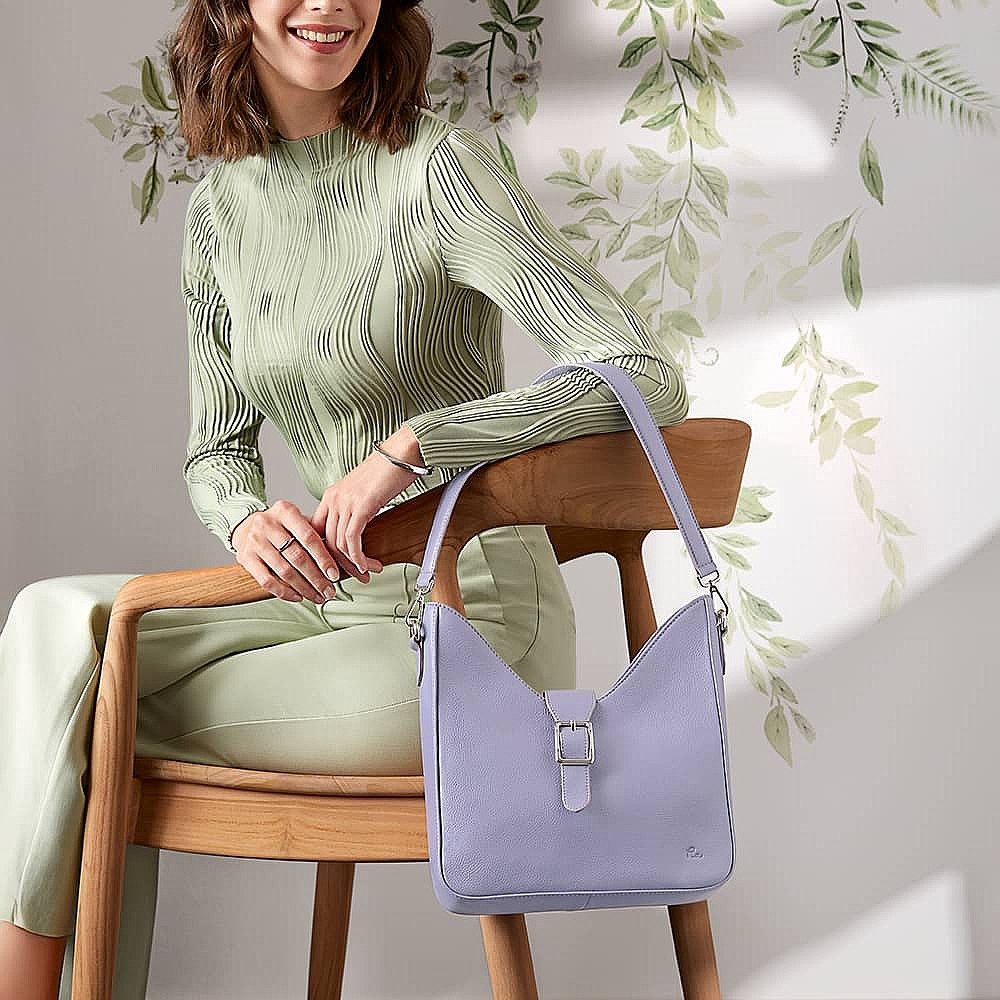 Ahead of the Curve Lilac Leather Bag