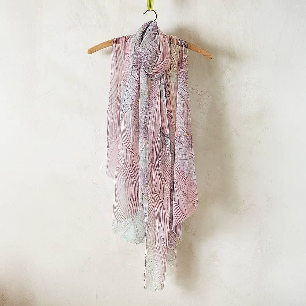 Gilded Gossamer Blush Leaves Scarf