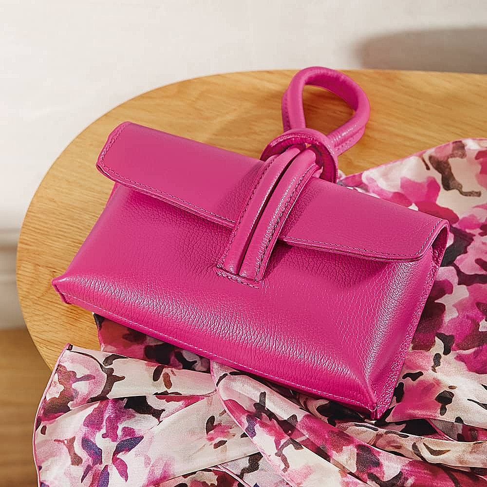 In the Loop Fuchsia Leather Clutch Bag