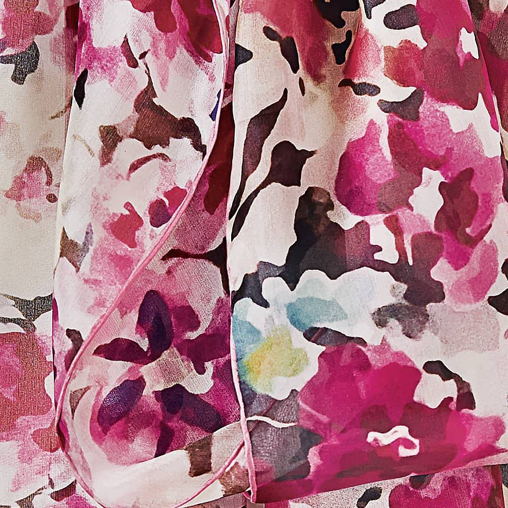 Poetry of Petals Fuchsia Silk Scarf