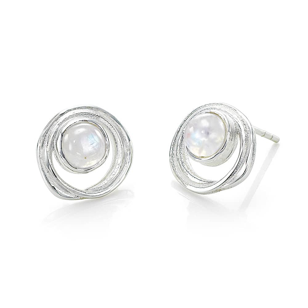 Moonstone Melody Silver Stud Earrings