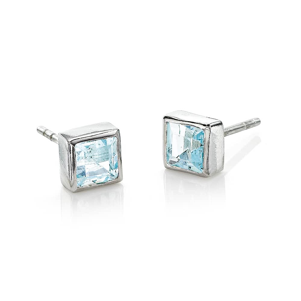 Clearly Calm Blue Topaz Stud Earrings