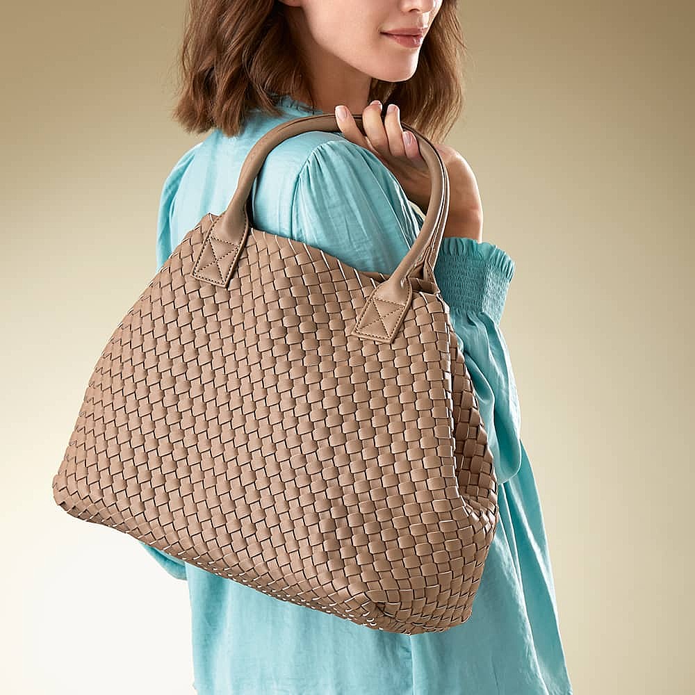 Toasted Taupe Faux Leather Tote Bag