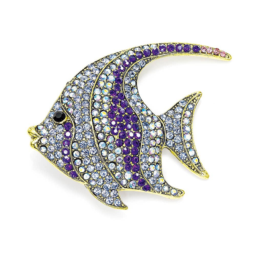 Blue Beyond Crystal Fish Brooch