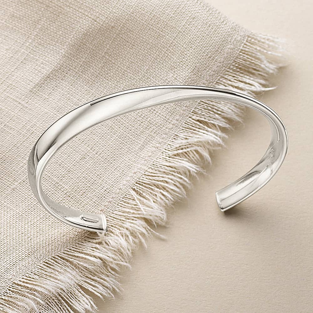 Sleek Sentiments Silver Cuff Bangle