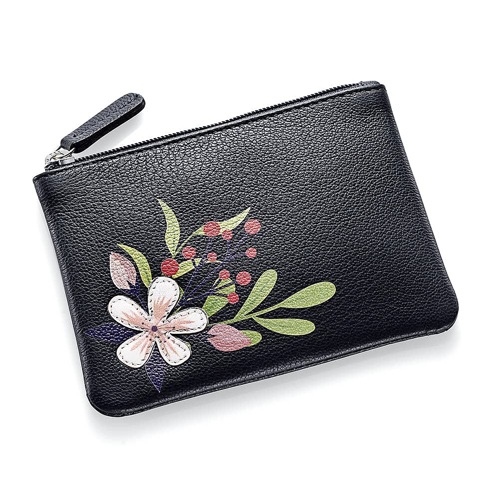 Floral Flair Leather Coin Purse