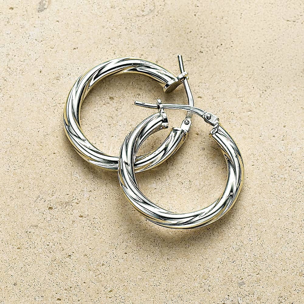 Spun in Silver Hoop Earrings