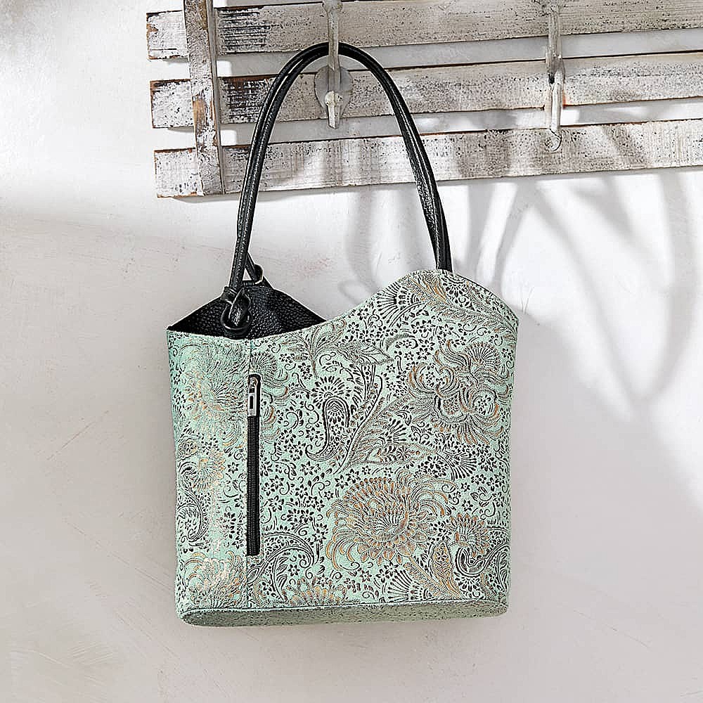 Filigree Finesse Mint Suede Bag