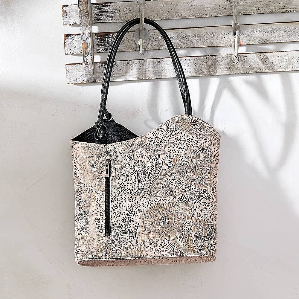 Filigree Finesse Blush Suede Bag