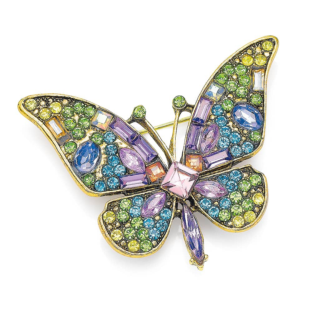 In a Flutter Crystal Butterfly Brooch