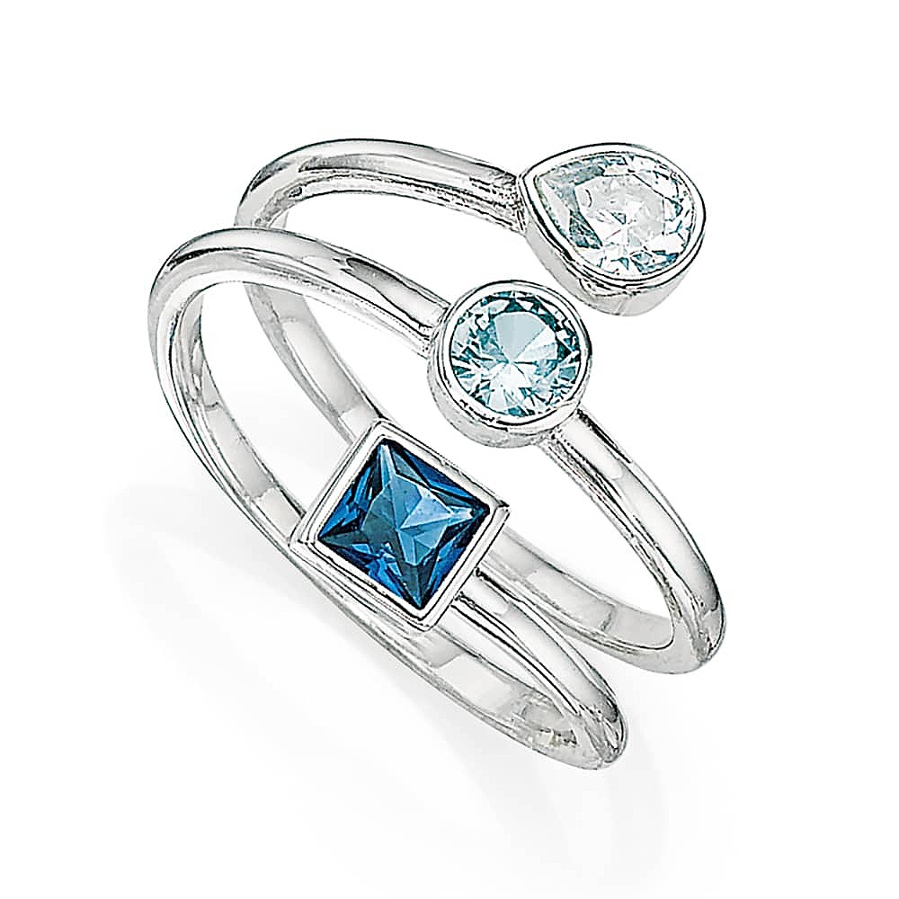 Trio in Tandem Silver Ring