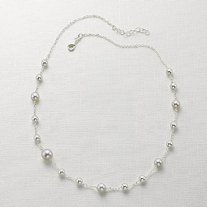 Punctuated In Pearl Silver Necklace