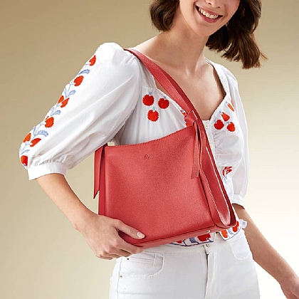 Confidently Coral Leather Bag
