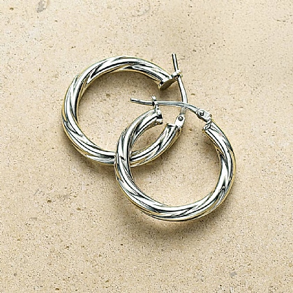Spun in Silver Hoop Earrings